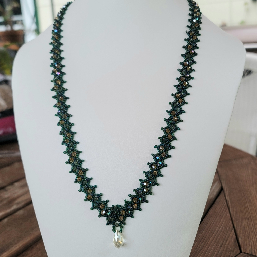 Beaded Custom Handwoven Crystal Necklace